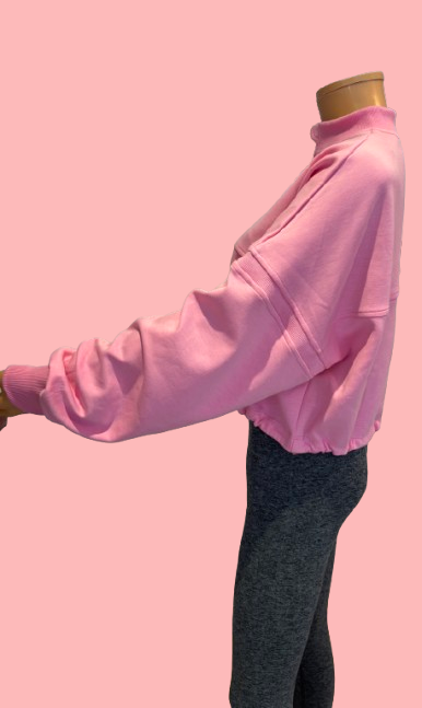 Cozy Confidence Crop Sweat Cotton Candy